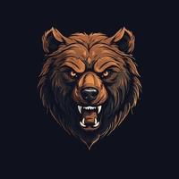 un logo de un enojado oso cabeza, diseñado en esports ilustración estilo vector