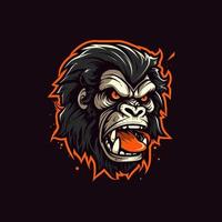 A logo of a angry monkey head, designed in esports illustration style vector