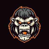 A logo of a angry monkey head, designed in esports illustration style vector