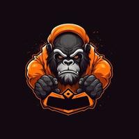 A logo of a angry monkey head, designed in esports illustration style vector