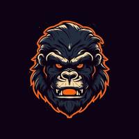 A logo of a angry monkey head, designed in esports illustration style vector