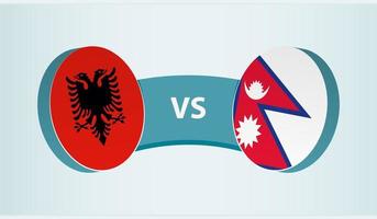 Albania versus Nepal, equipo Deportes competencia concepto. vector