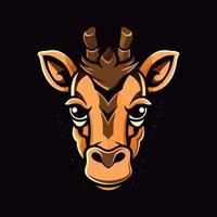 A logo of a giraffe head, designed in esports illustration style vector