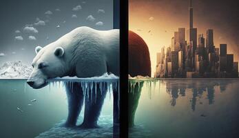 global calentamiento y clima cambio , ambiental problema bandera , generativo ai foto