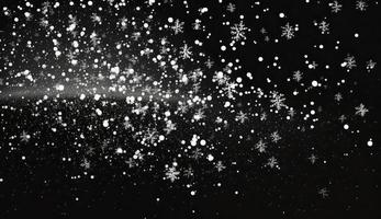 Snowflakes falling down on black background, heavy snow flakes isolated, Flying rain, overlay effect for composition, Generate Ai photo