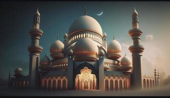 illustration of amazing architecture design of muslim mosque ramadan kareem, islamic architecture background ramadan kareem, Islamic Mosque, Ramdan, ramzan, eid, culture, arab, Generate Ai photo