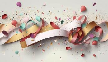 Confetti and paper streamer for Valentine's Day. . photo