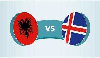 Albania versus Islandia, equipo Deportes competencia concepto. vector