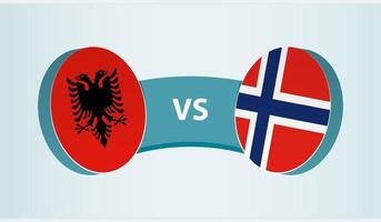Albania versus Noruega, equipo Deportes competencia concepto. vector