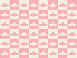 A cute Pink and Cream pastel seamless pattern of UFO with a background in Beach Concept Summer Theme, illustration photo