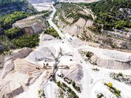 Open cast limestone quarry from above. photo