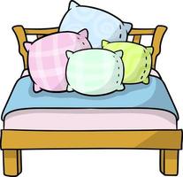 Bed with soft pillow. Bedroom and room element vector