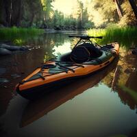 río correr, un emocionante kayac experiencia, generativo ai foto