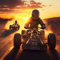 Racing against the Orange Sky, Go-Karting at Sunset, photo