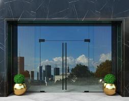 Glass partition mockup and modern doors in hall photo