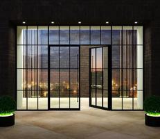 Modern glass black office entrance loft door photo