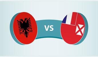 Albania versus Wallis y futuna, equipo Deportes competencia concepto. vector