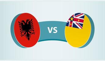 Albania versus niue, equipo Deportes competencia concepto. vector