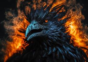 diablo. demonio cabeza en fuego. ai generado foto