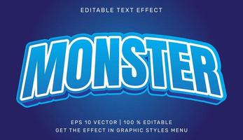 Monster 3d editable text effect vector