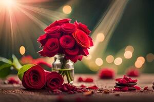 red roses lying on the ground, photo