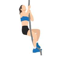 Woman doing rope climbing exercise for sport and endurance vector