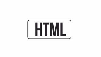 Animated bw HTML button. Black and white thin line icon 4K video footage for web design. Website development isolated monochromatic flat element animation with alpha channel transparency