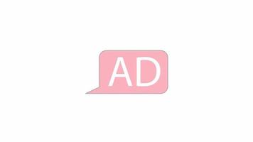 Animated pop up ads bubble speech. Flat outline style icon 4K video footage for web design. Notify isolated colorful thin line element animation on white background with alpha channel transparency