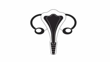 Animated bw reproductive system. Black and white thin line icon 4K video footage for web design. Female organs functions isolated monochromatic flat object animation with alpha channel transparency