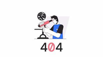 Lab researcher 404 error animation. Biological science. Empty state 4K video concept footage with alpha channel transparency. Outline colour page not found flash message for UI, UX web design