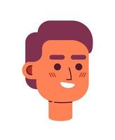 Pleased wide smiling guy semi flat vector character head. Happy man. Editable cartoon style face emotion. Simple colorful avatar icon. Spot illustration for web graphic design and animation