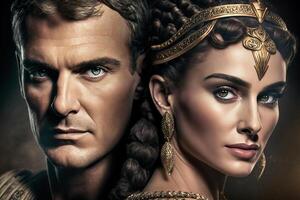 julius César y cleopatra historia de antiguo Egipto. generativo ai foto