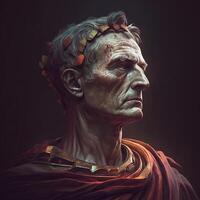 A brutal portrait of an ancient Roman warrior, Julius Caesar. photo