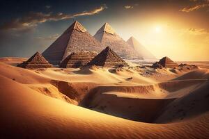 Pyramids of Egypt, Giza, art background. photo