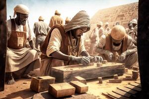 trabajadores de antiguo Egipto a trabajar. generativo ai foto