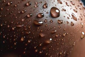 Drops of water on a woman's tanned skin. Background. photo