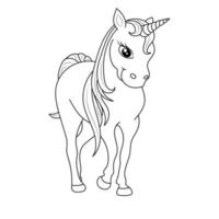 Black and white Line art unicorn kids illustration vector