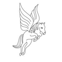 negro y blanco línea Arte unicornio niños ilustración vector