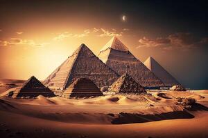 Pyramids of Egypt, Giza, art background. photo