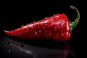 Red Chili peppers covered in water droplets. Studio light. photo