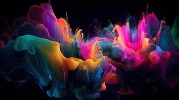 Abstract colorful gradient fluid grow in the dark. illustration. photo