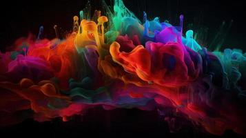 Abstract colorful gradient fluid grow in the dark. illustration. photo