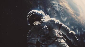 Space suits isolated on space background. . photo