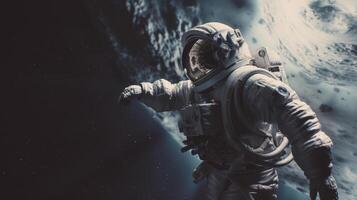 Space suits isolated on space background. . photo