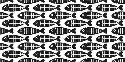 fish seamless pattern fish bone shark fin salmon isolated wallpaper background backdrop vector