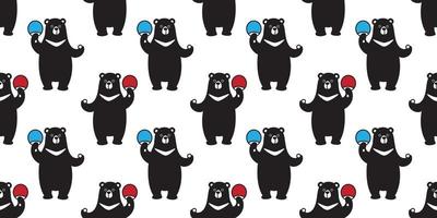 Bear Seamless Pattern vector Polar Bear panda ping pong isolated wallpaper background