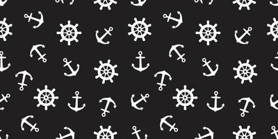 Anchor helm seamless pattern vector Nautical maritime sea ocean boat isolated wallpaper black