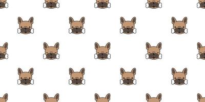 Dog Seamless pattern french bulldog vector pug dog bone paw bone isolated wallpaper background