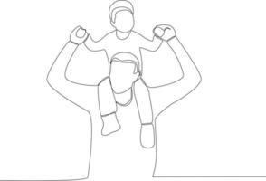 A father carries a son on his shoulder vector