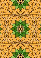 Seed of life symbol Sacred Geometry template. Geometric mystic mandala of alchemy esoteric Flower of Life pattern. Vector texture divine lotus meditative amulet isolated on orange background